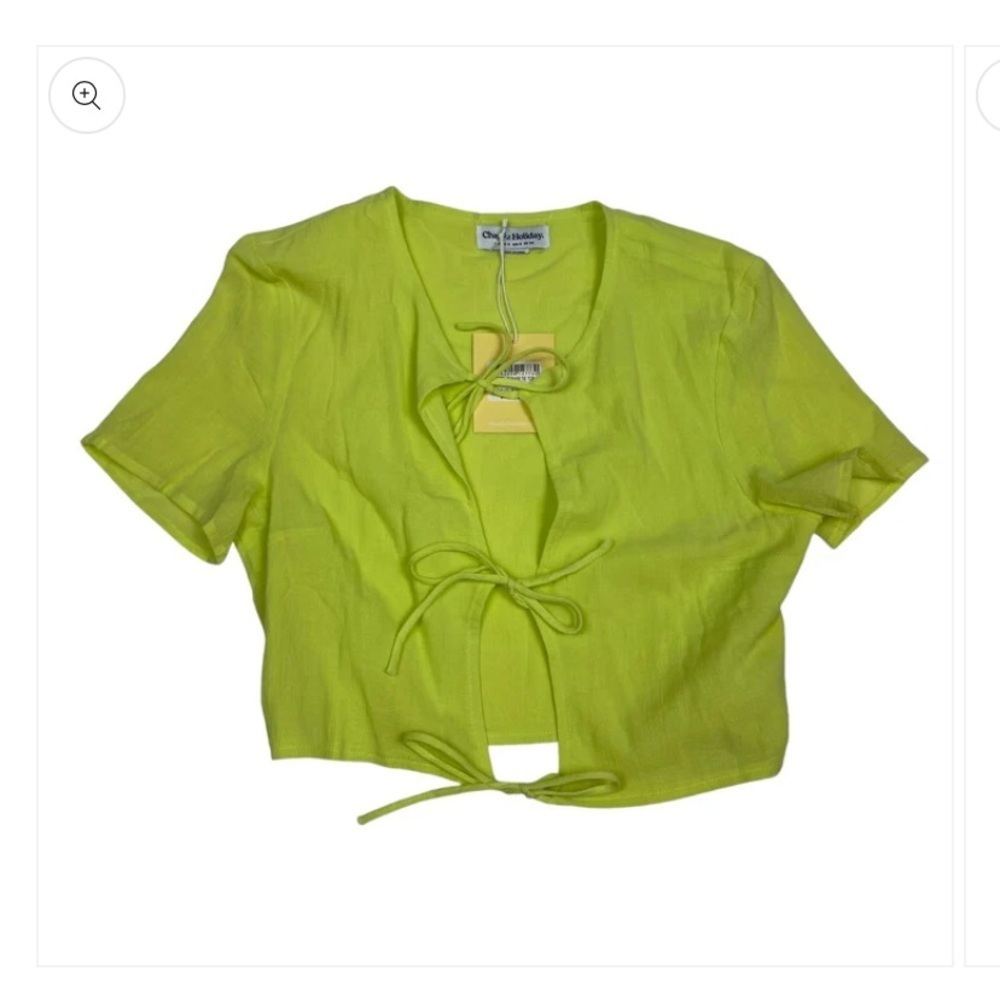 Neon zephyr Tie-Front Crop Top Charlie Sunday Nwt revolve summer boho y2k bow - Picture 4 of 5